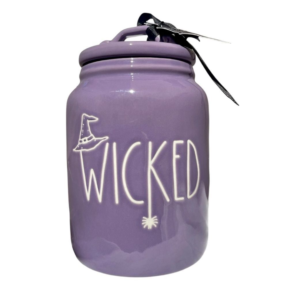 NEW WICKED Purple Ceramic Canister Rae Dunn Witch Hostess Gift